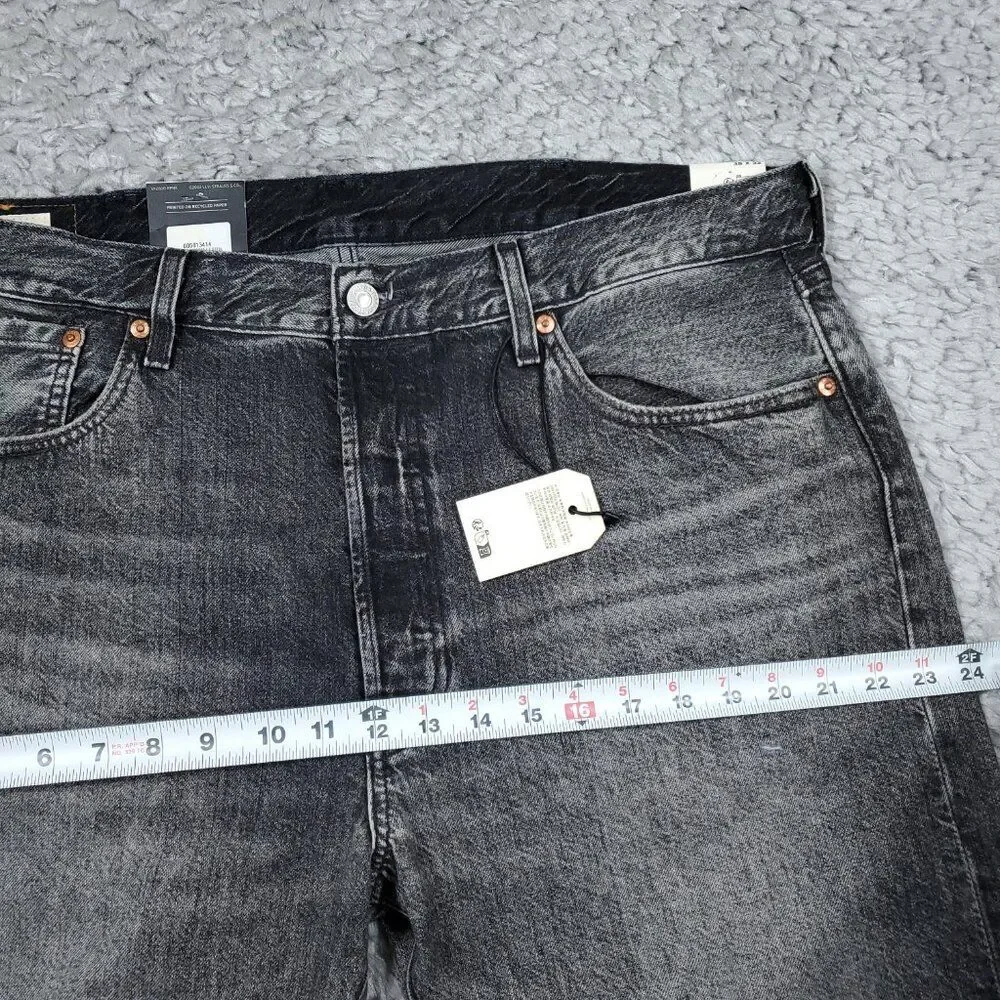 Levi's Premium 501 Original Straight Jeans Faded Black Distressed Size 38 X 32
